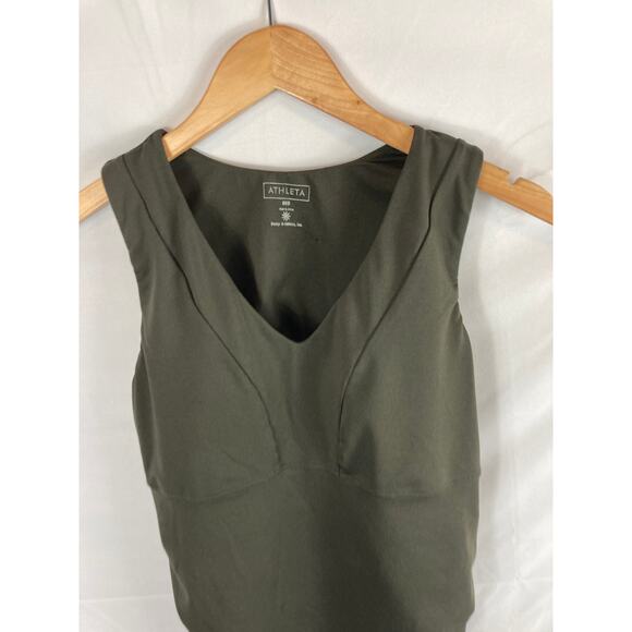 Athleta Bra Cup Empire V-Neck Cami Support Top Dark Green Size 36B - Picture 2 of 7